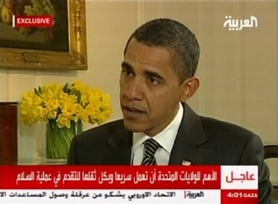 Hussein's first televised interview as US president ... on Al Jazeera